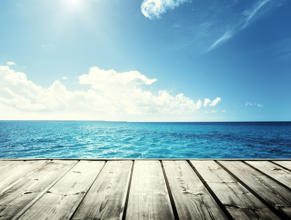 caribbean sea and wooden platform